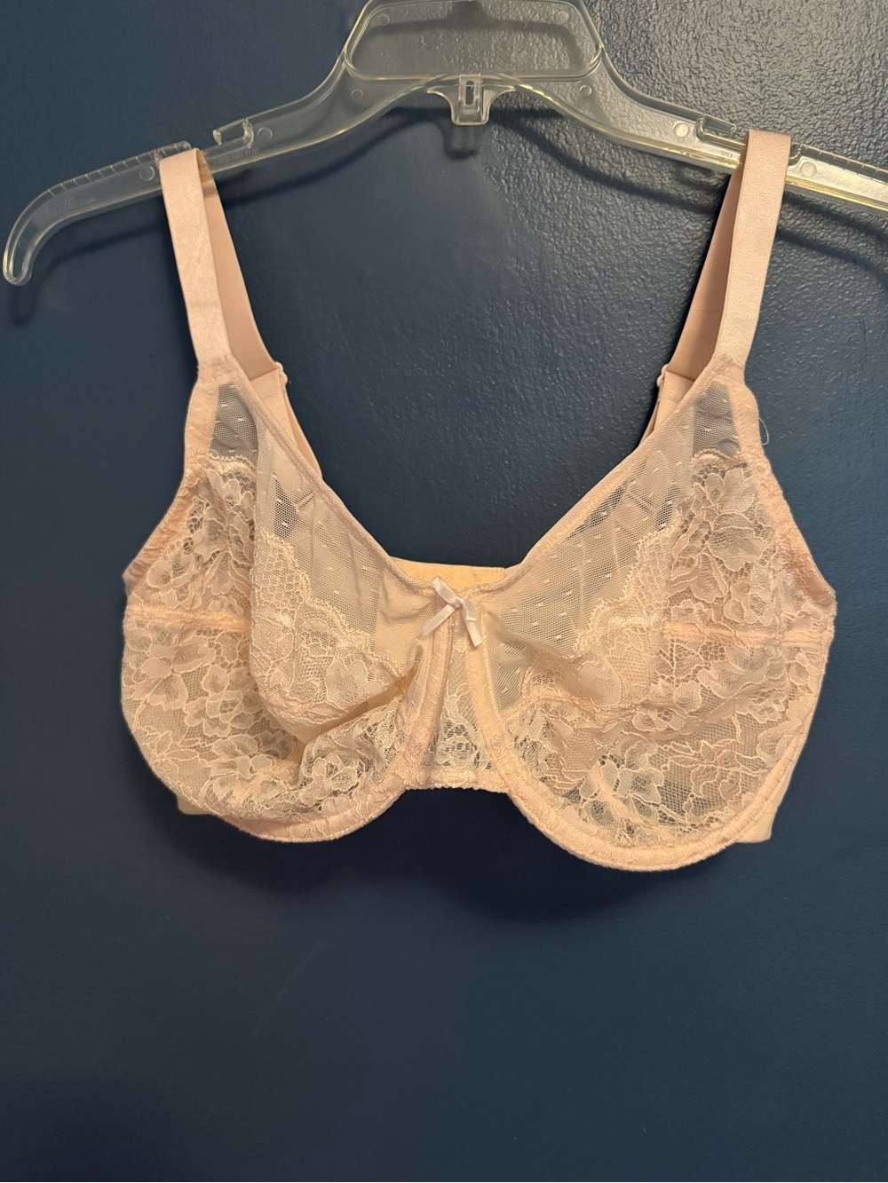 HSIA Lace Underwire Bra | 34G | Nude/Beige | Unlined Floral Lace Full Coverage